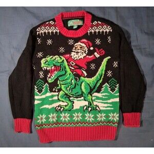 Ugly Christmas Sweater Santa T-Rex Dinosaur Boys Girls Size 5 XS Child